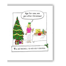 Norbert & Val Funny Christmas Card, Val with Christmas Food and Drinks, 18.4 x 15.4 cms, Multi-Coloured