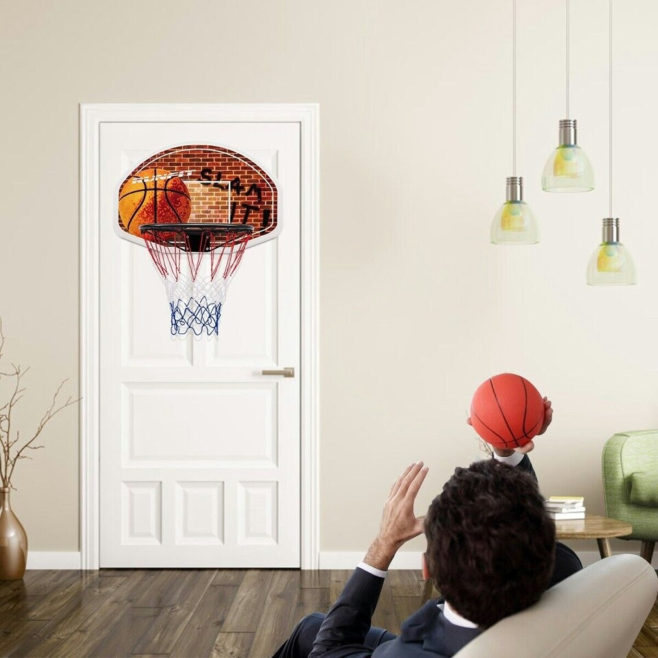 image 1 of COSTWAY Wall Mounted Basketball Hoop Backboard Set Rim 42cm Red | Standard