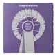 image 1 of Deckled Edge Colour Block Pony Greetings Card - Congratulations Well Done You - Rosette (Purple) - One Size