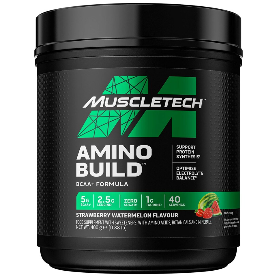 image 1 of MuscleTech Amino Build 400g Strawberry Watermelon BCAA+ Food Supplement Watermelon