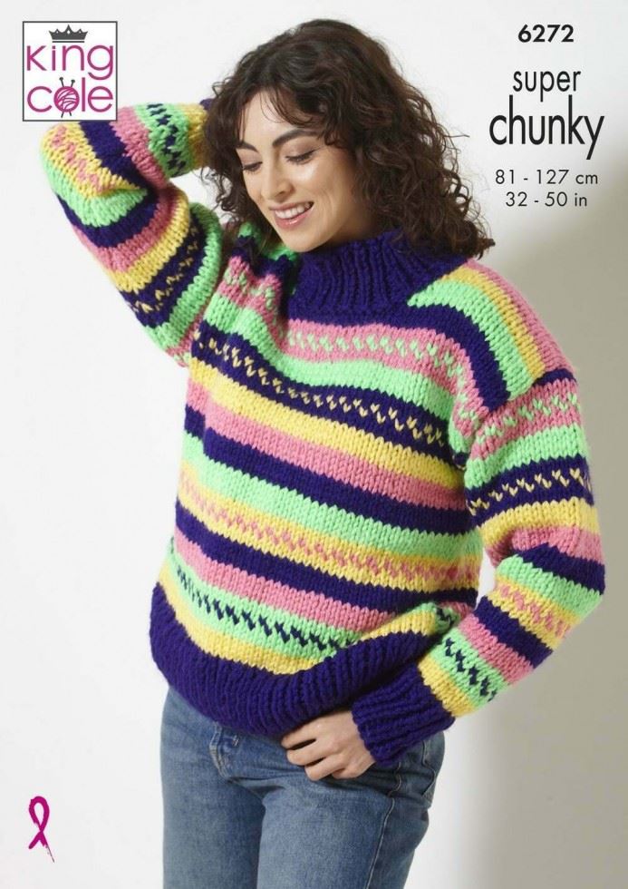 King Cole Big Value Super Chunky Knitting Pattern 6272, Sweaters and Cardigans for Women - 32 - 50 Inches