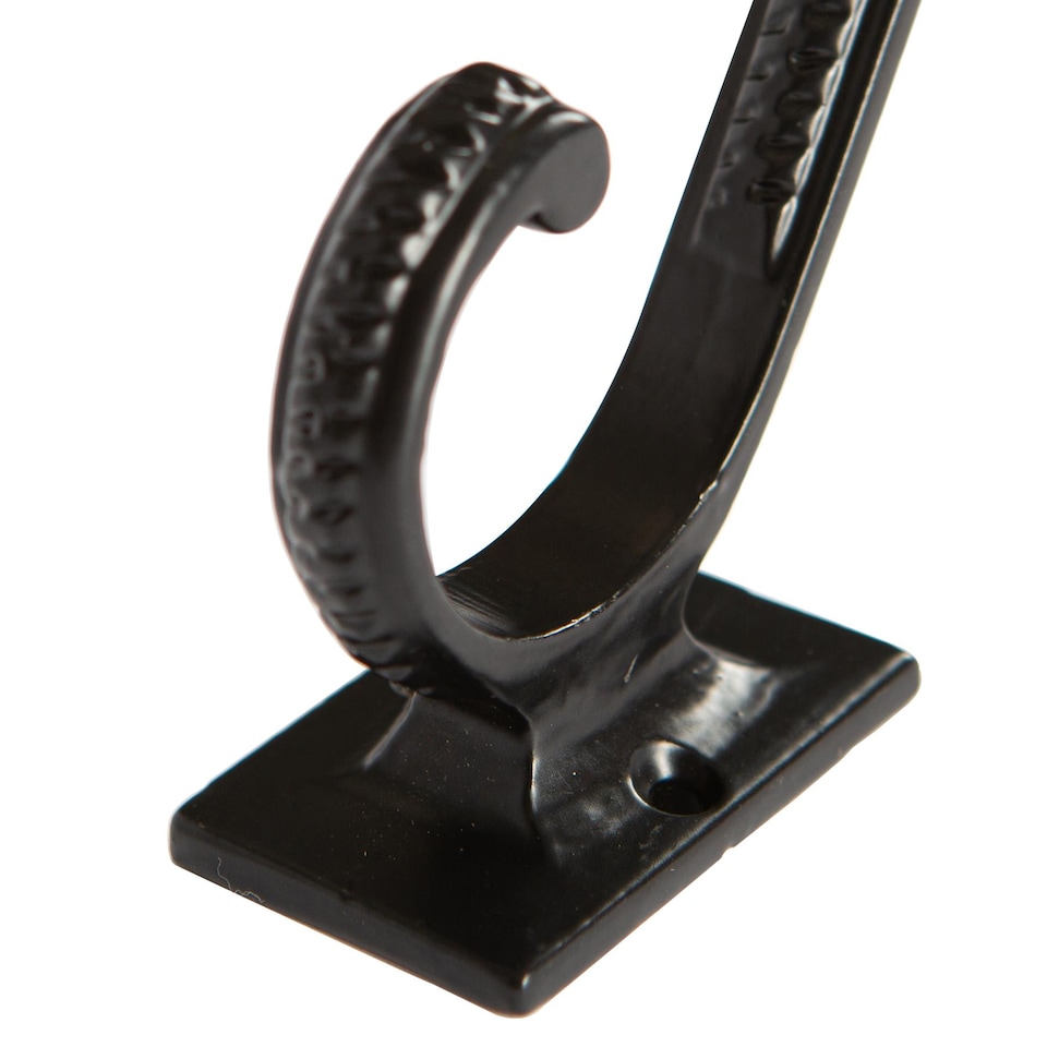 image 1 of Hammer & Tongs Square Back Scroll Hat & Coat Hook - W35mm x H100mm - Black