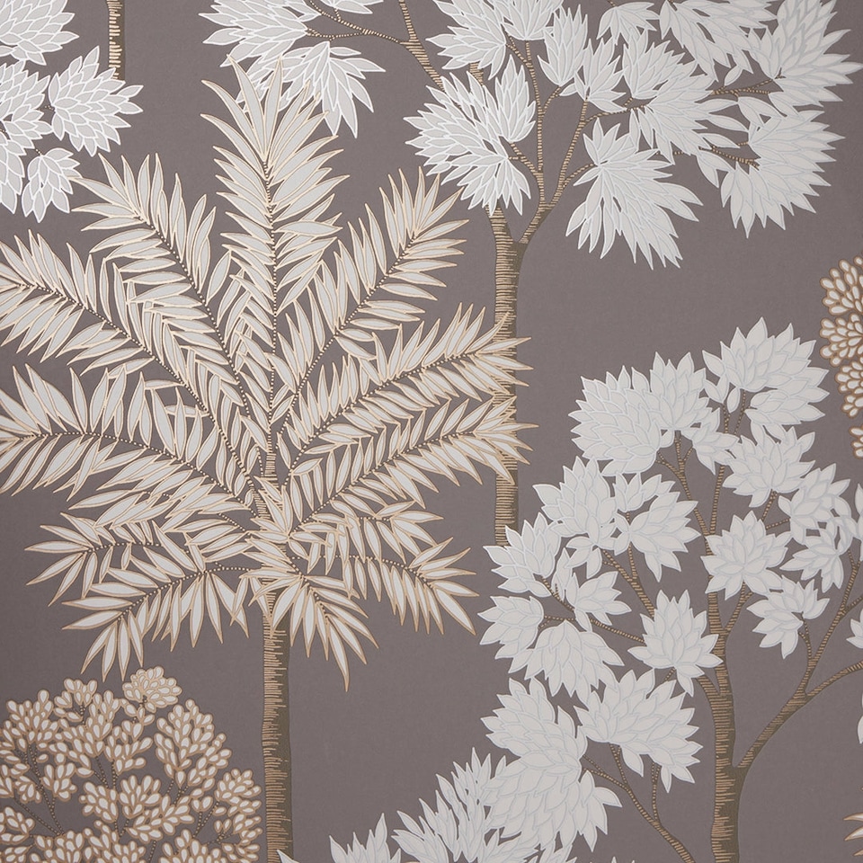 image 1 of Acacia Tree Wallpaper in Charcoal and Copper | Grey | Charcoal and Copper