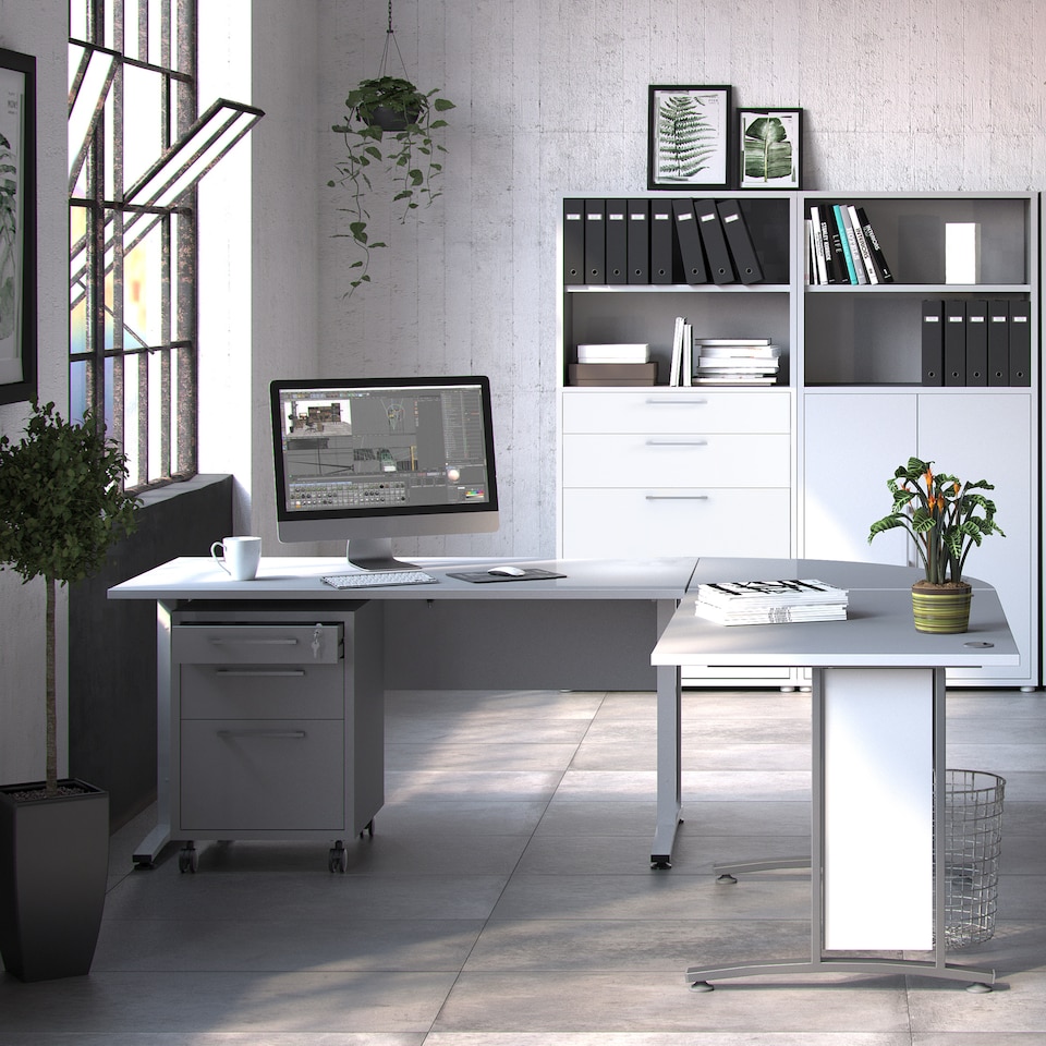 image 1 of Prima Desk 150cm in White with Silver Grey Steel Legs