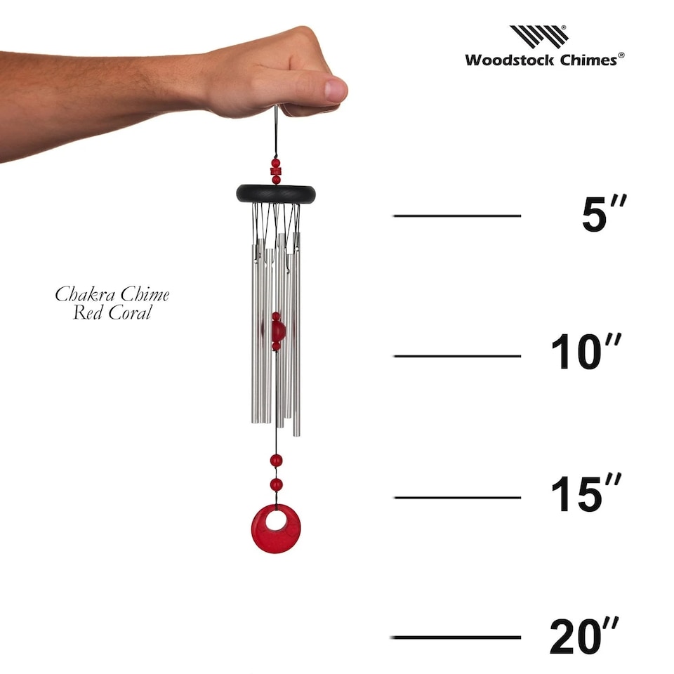 image 1 of Woodstock Outdoor Chakra Wind Chime - Red Coral