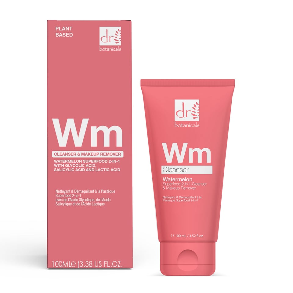 image 1 of Dr Botanicals Watermelon 2-in-1 Cleanser & Makeup Remover with Glycolic Acid, Salicylic Acid and Lactic Acid 100ml