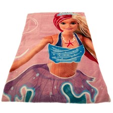 Barbie Premium Coral Fleece Blanket - Baby Pink/Blue/White - One Size