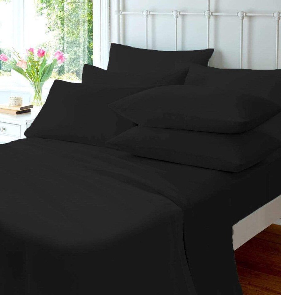 Flannelette Pillowcase Pair in Black | Black | Black