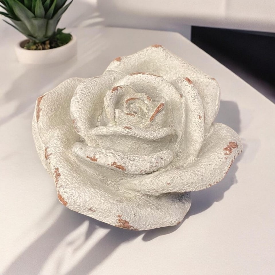 image 1 of Medium Decorative Flower Ornament - Resin - L15 x W15 x H7 cm - Beige