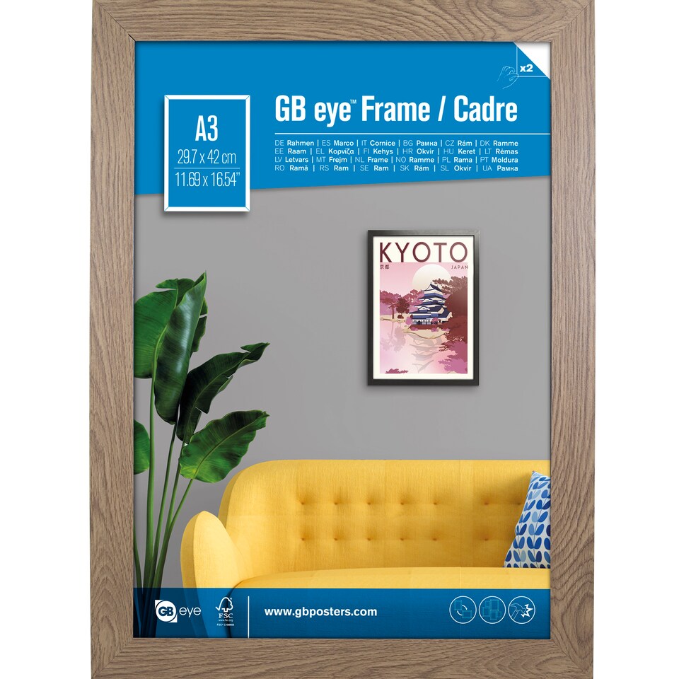 image 1 of GB Eye Contemporary Wooden Oak Picture Frame - A3 - 29.7 x 42cm