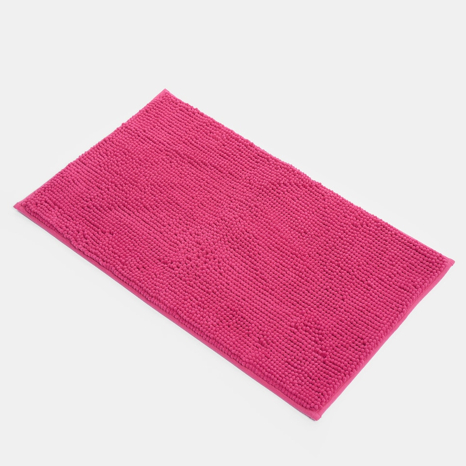 image 1 of OHS Soft Microfibre Non-Slip Absorbent Noodle Chenille Bath Runner Mat Pink | Bright Pink | 45 x 75cm