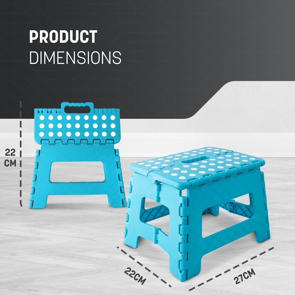 image 1 of Keplin Heavy Duty Folding Step Stool Non-Slip Plastic with Carry Handle, 9 Inch