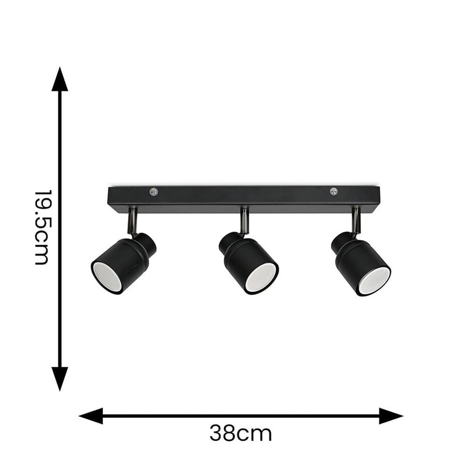 image 1 of ValueLights Benton Black IP44 Spotlight Bar Ceiling Light & Cool White Bulbs | Black