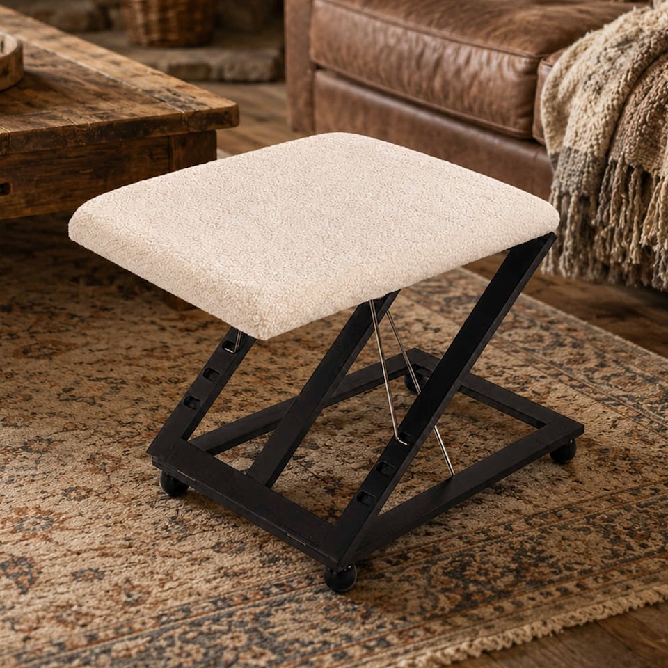 image 1 of Adjustable Folding Cushion Padded Footstool Foot Rest