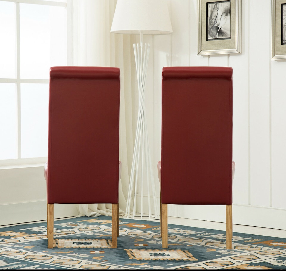image 1 of MCC Direct Deluxe High Back Leather Dining Chairs Red