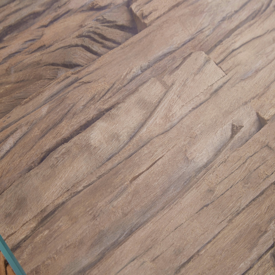 image 1 of Interiors by Premier Natural Top Side Table With Cross Base Brown