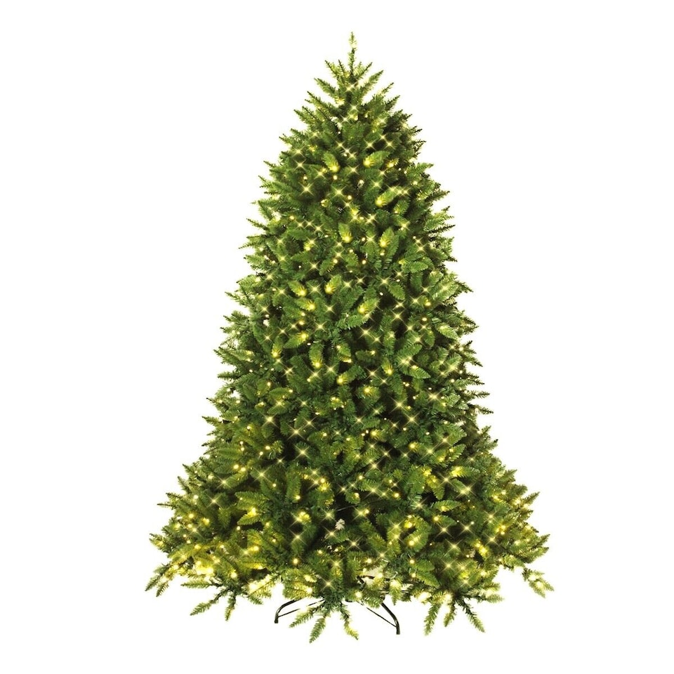 image 1 of COSTWAY 5FT Pre-Lit Artificial Christmas Tree with LED Lights & 8 Lighting Modes Green