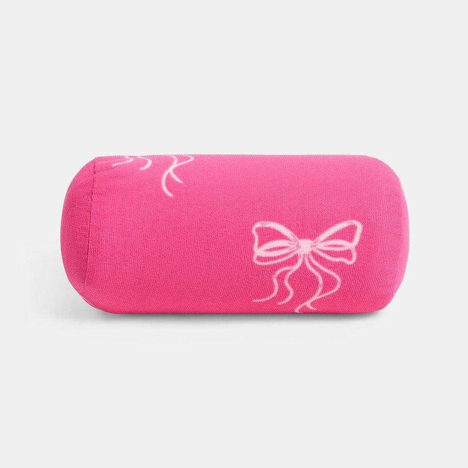 image 1 of OHS Bows Print Beach Bolster Neck Back Support Pillow | Pink | Pink