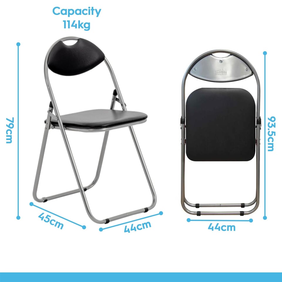 image 1 of Harbour Housewares Padded Folding Chairs - Black - Pack of 6 | Black | Black