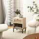 image 6 of COSTWAY 2-Tier Nightstand Bedside Table Wood Top Side Table Brown