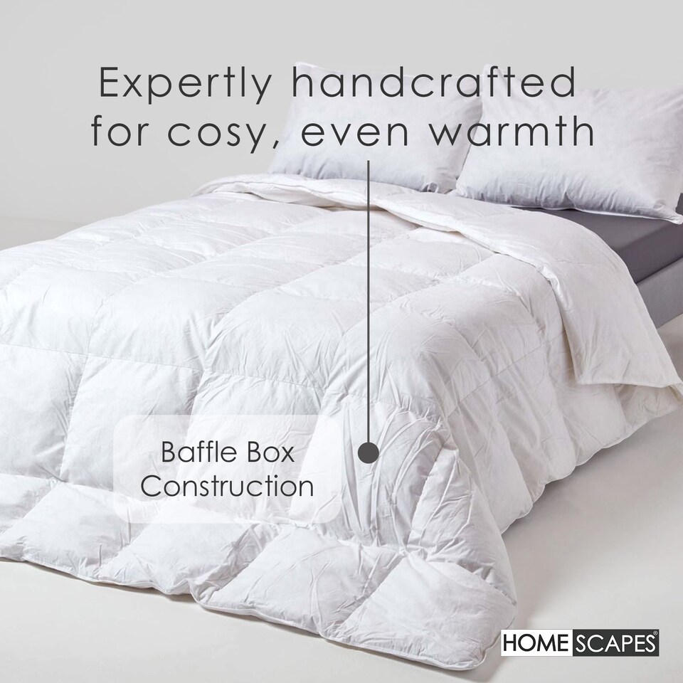 image 1 of Homescapes Goose Feather and Down 2.5 Tog Summer Duvet | White | 1