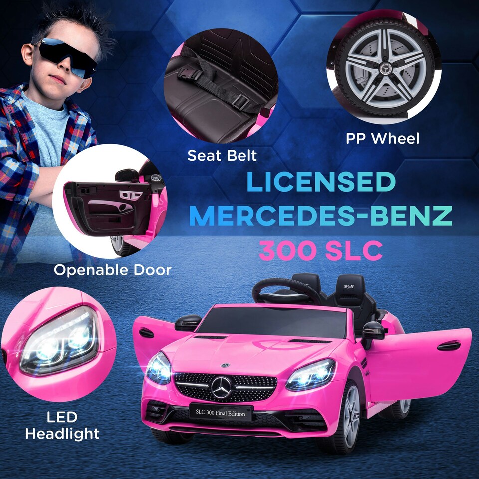 image 1 of AIYAPLAY Benz 12V Kids Electric Ride On Car w/ Remote Control, Music, Pink