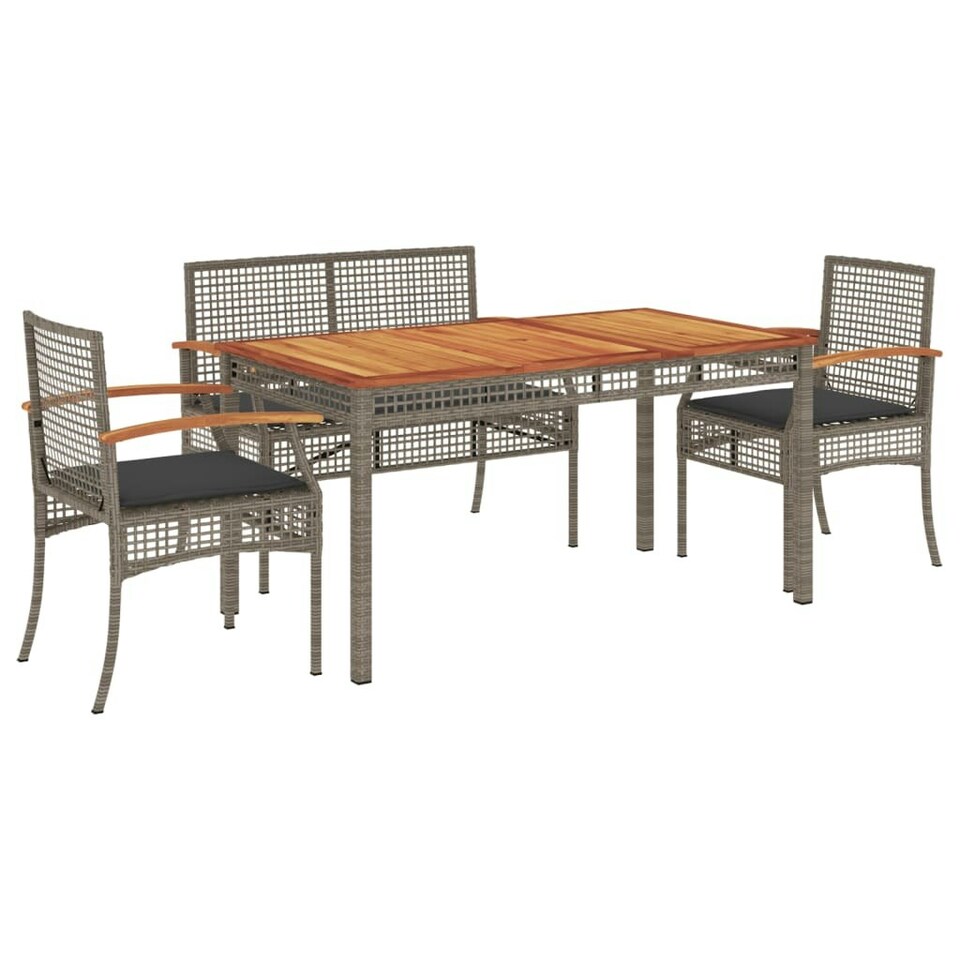 4 Piece Garden Dining Set with Cushions Grey Poly Rattan Tesco Groceries