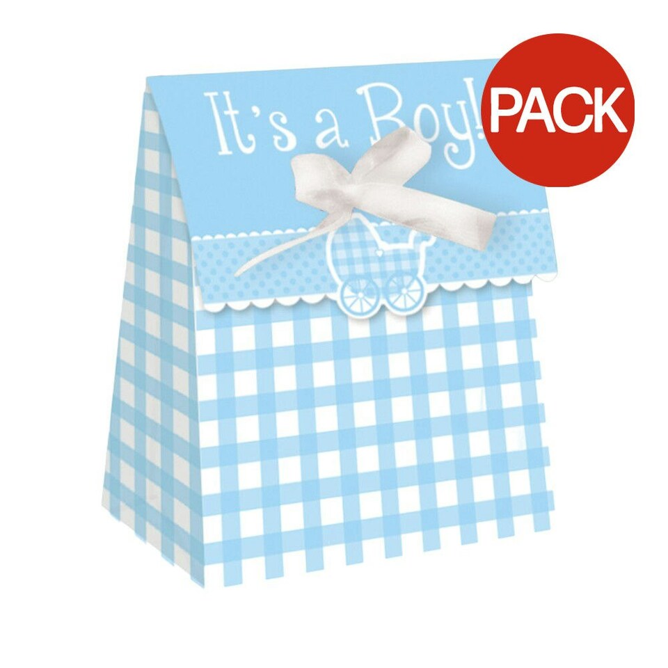 Creative Party It´s A Boy Gingham Baby Shower Party Bags (Pack of 12) - Blue/White - One Size