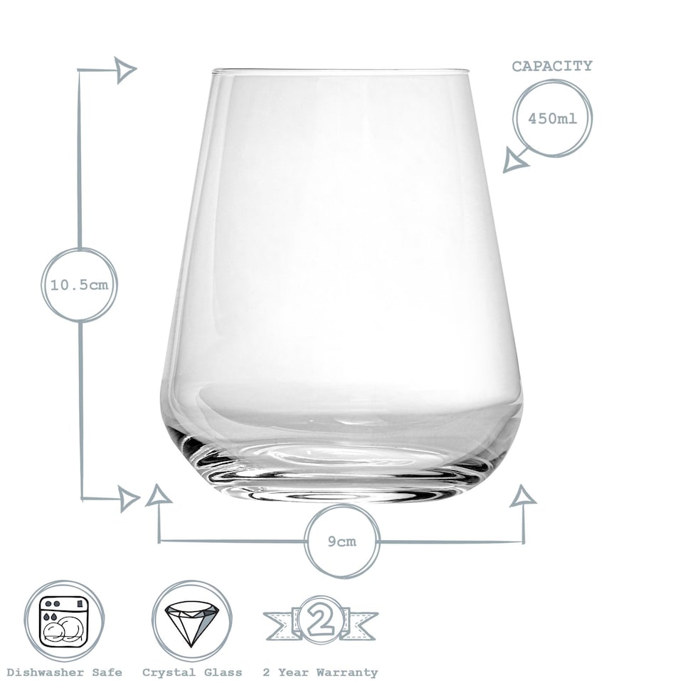 image 1 of Bormioli Rocco Inalto Uno Stemless Wine Glasses - 450ml