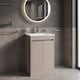 image 3 of Balterley Chartley Contemporary Floor Standing 2 Door Vanity Basin Unit, Minimalist Basin, 500mm, Taupe