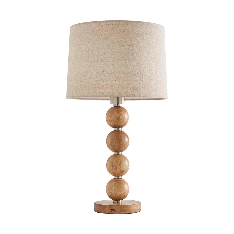 image 1 of Kayleigh Wooden Table Lamp with Cream Shade