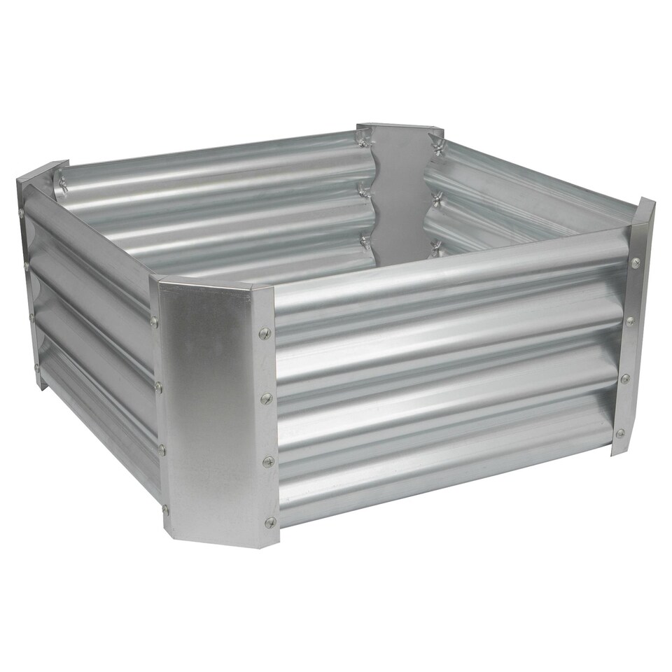 image 1 of Harbour Housewares Square Galvanised Steel Raised Garden Bed - 60cm x 60cm - Silver | Silver | Silver