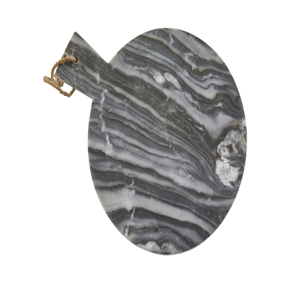image 1 of Interiors By Premier Grey Marble Round Paddle Serving Board, Durable Natural Stone Board For Kitchen Use