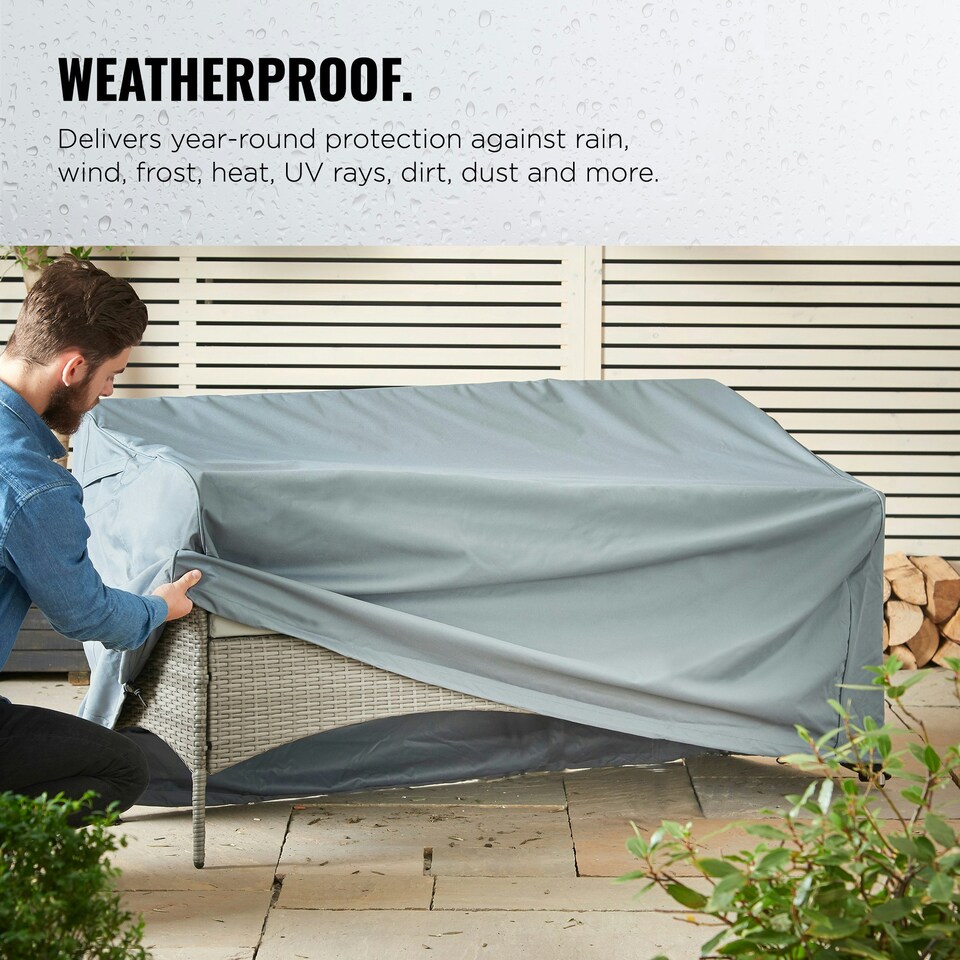 image 1 of VonHaus Waterproof 3 Seater Bench Cover H88 x W160 x D70cm Grey | H88/60 x W160 x D70 cm
