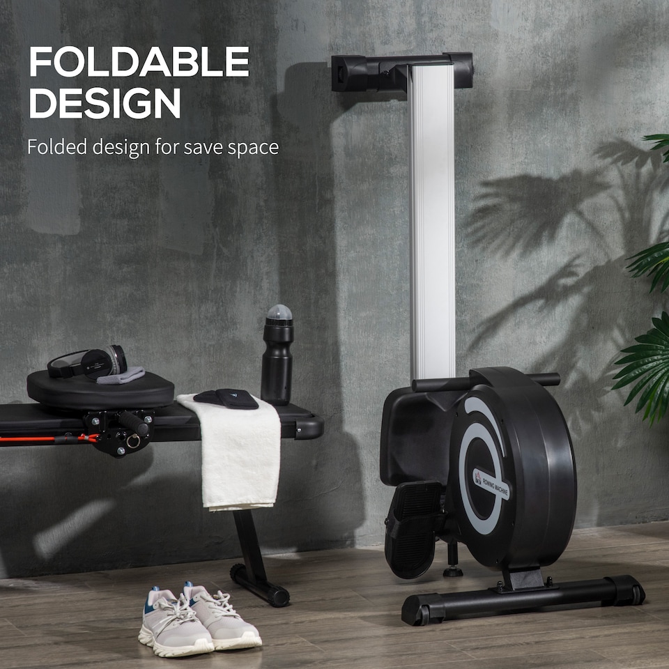 image 1 of HOMCOM Fitness Adjustable Magnetic Rowing Machine Rower with LCD Digital Monitor