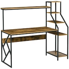 HOMCOM Computer Desk with Shelves Home Office Study Table for Small Spaces