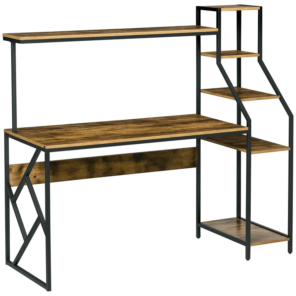 image 1 of HOMCOM Computer Desk with Shelves Home Office Study Table for Small Spaces