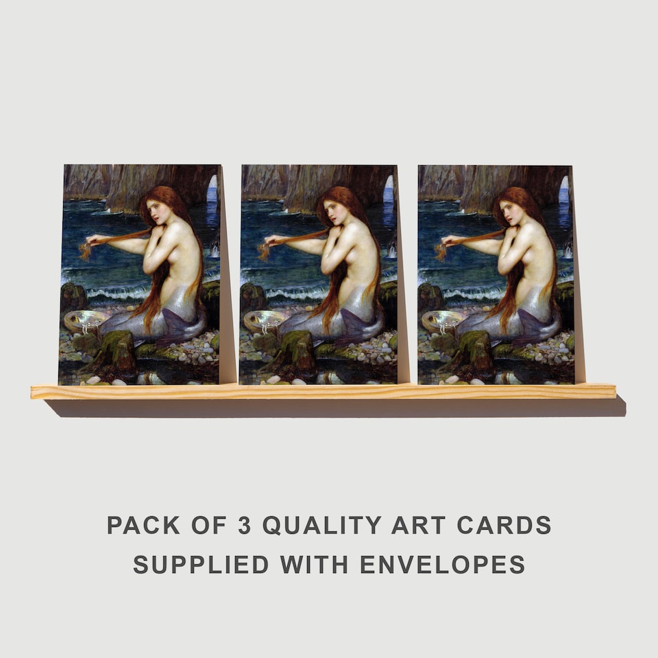 image 1 of Waterhouse Mermaid Greeting Card Fantasy Artwork Set of 3 Blank Inside 13x18 cm