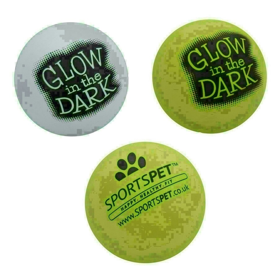 3PK Glow in the Dark Ball Dog Toy Non Toxic Rubber Balls For Dog Pet Play Gift