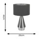 image 3 of ValueLights Jax Chrome Dimmable Touch Table Lamp with Charcoal with Chrome Inner Lamp Shade and LED Bulb