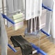 image 9 of HOMCOM 3-Tier Clothes Airer, Stainless Steel Foldable Clothes Drying Rack with Wheels and Wings, Indoor and Outdoor, Easy Assembly, 142 x 55 x 152cm, Blue