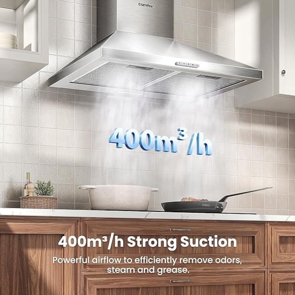 image 1 of Comfee 3-Speed Stainless Steel Range Hood With LED Light - 60cm
