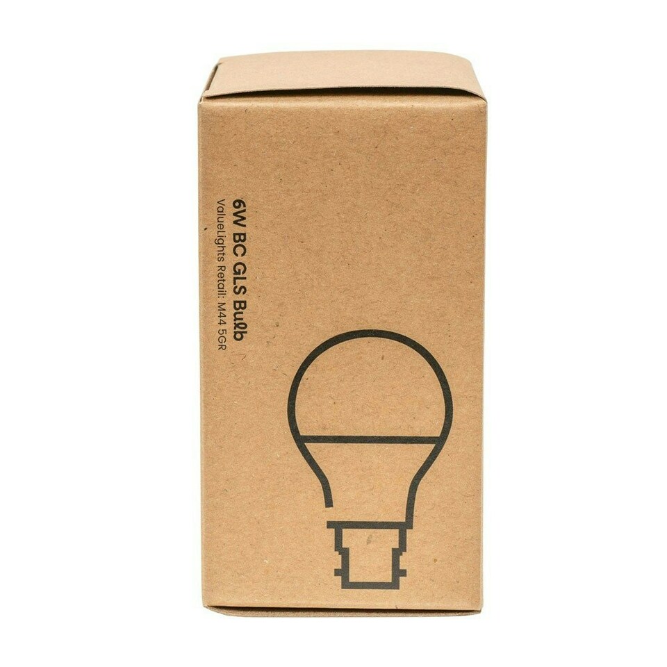 image 1 of ValueLights 10 Pack B22 White Plastic GLS LED 6W Warm White 3000K 500lm Light Bulb