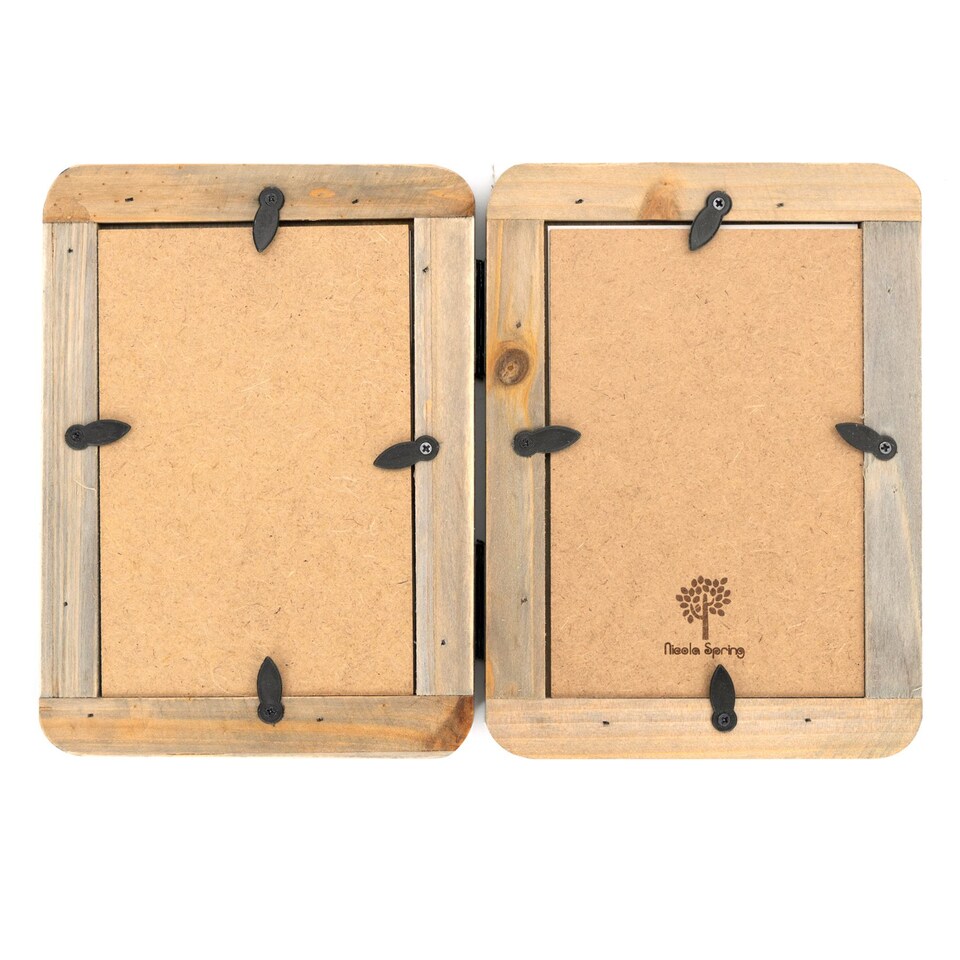 image 1 of Nicola Spring Rustic Hearts Folding 2 Photo Frame - 4 x 6" - Natural