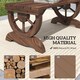 image 3 of Outsunny Garden Rustic Wooden Bench Wheel-Shaped Legs Slatted Seat Stable Reinforced Structure Outdoor Patio Garden 2-Person Bench Seat - Brown | Brown