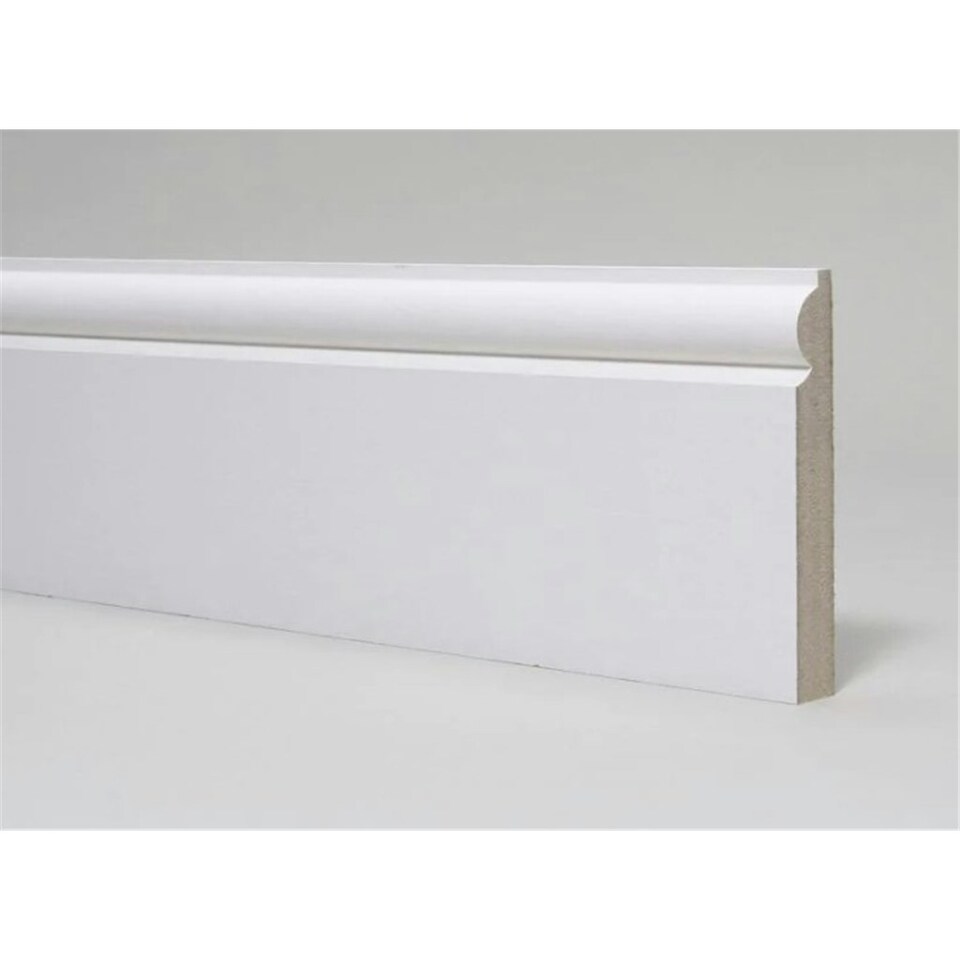 image 1 of PACK OF 10 (Total 10 Units) - 18mm x 119mm White Primed MDF Torus Skirting Board - 2700mm Length