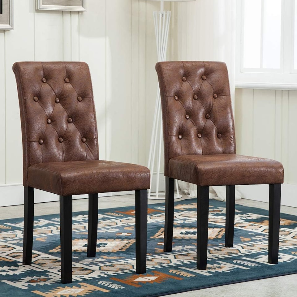 image 1 of MCC Direct Set of 2 Fabric Linen Button Back Kitchen Dining Chairs