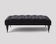 image 1 of Alyana 120cm Rectangle Ottoman Bench with Wooden Legs- Black Plush Velvet Chesterfield Upholstered Footstool