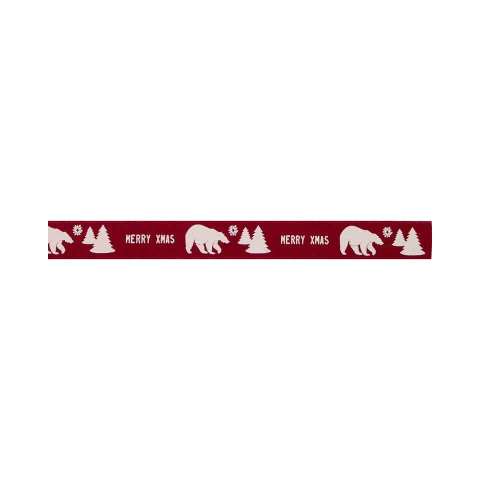 Berisfords Red 25mm Polar Bear Ribbon for Dressmaking - per metre
