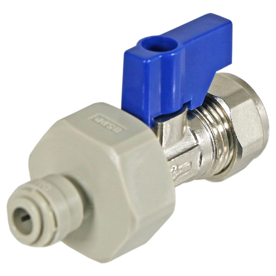 image 1 of SPARES2GO American Fridge Freezer 15mm Compression Valve 1/4" 3/4" BSP Water Tap Pipe Adaptor Connector
